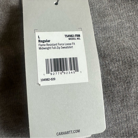 NWT Carhartt FR Flame Resistant Full Zip Hoodie CAT3 2112 Force Loose Fit Large - Picture 6 of 7